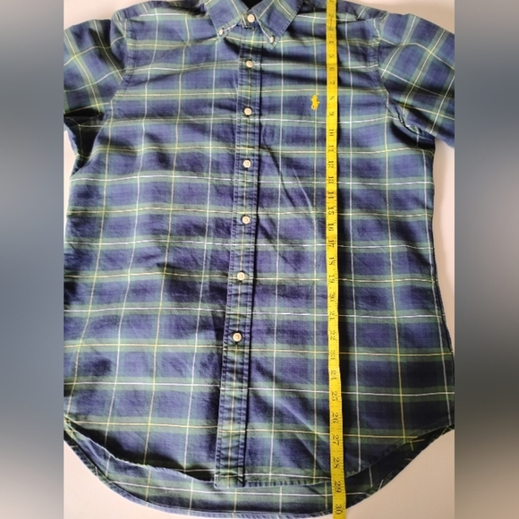 Ralph Lauren Oxford Cloth Preppy Button Down Shirt Blue Plaid Classic Size Med - Picture 12 of 12